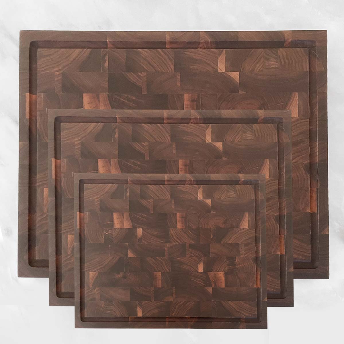 Set Of Three Walnut End Grain Cutting Boards "The Beaumont"