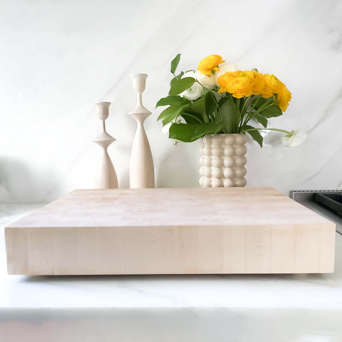Bleached Maple End Grain Butcher Block "The Hazelton 3"H"