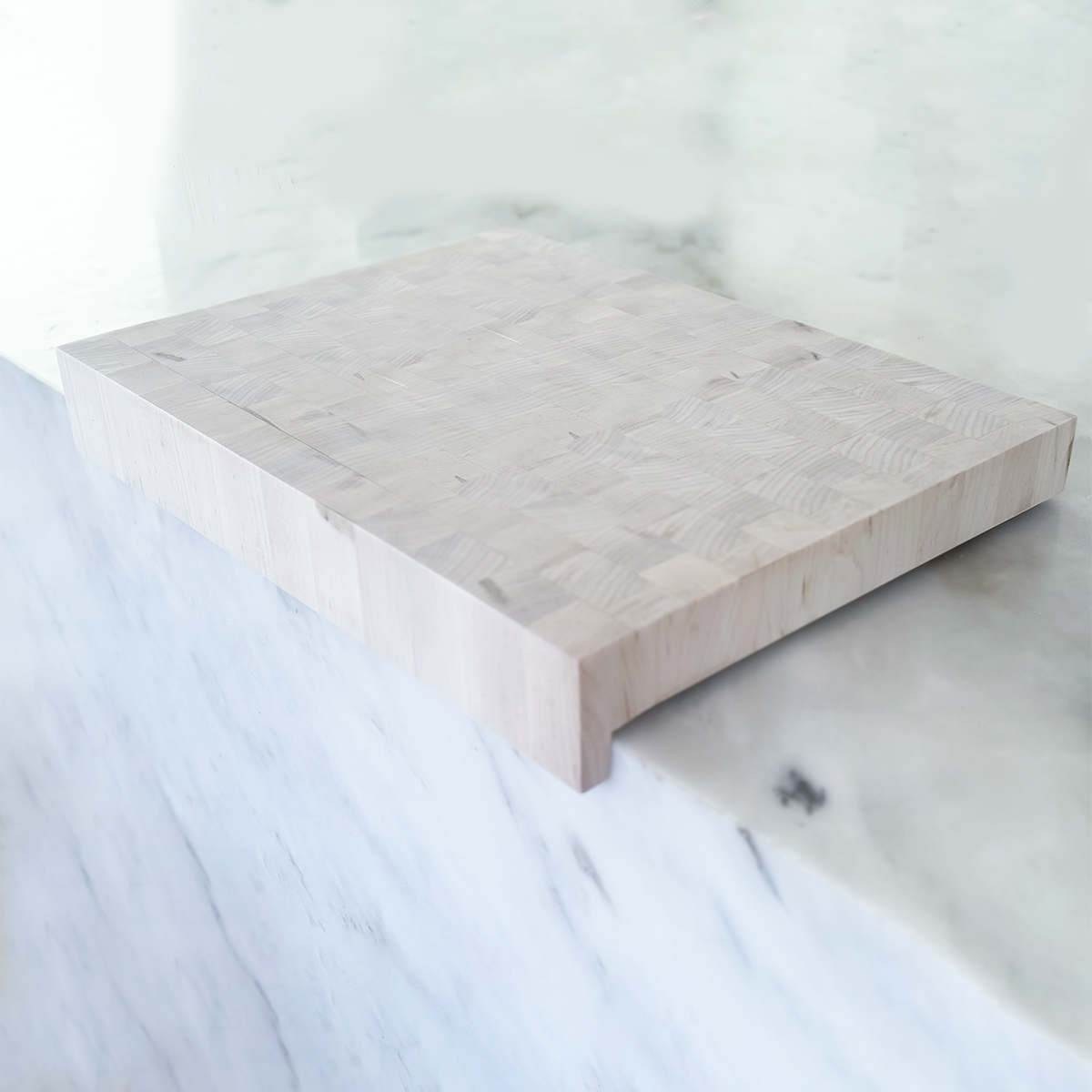 Bleached Maple Over The Counter End Grain Cutting Board "The Hazelton XL"