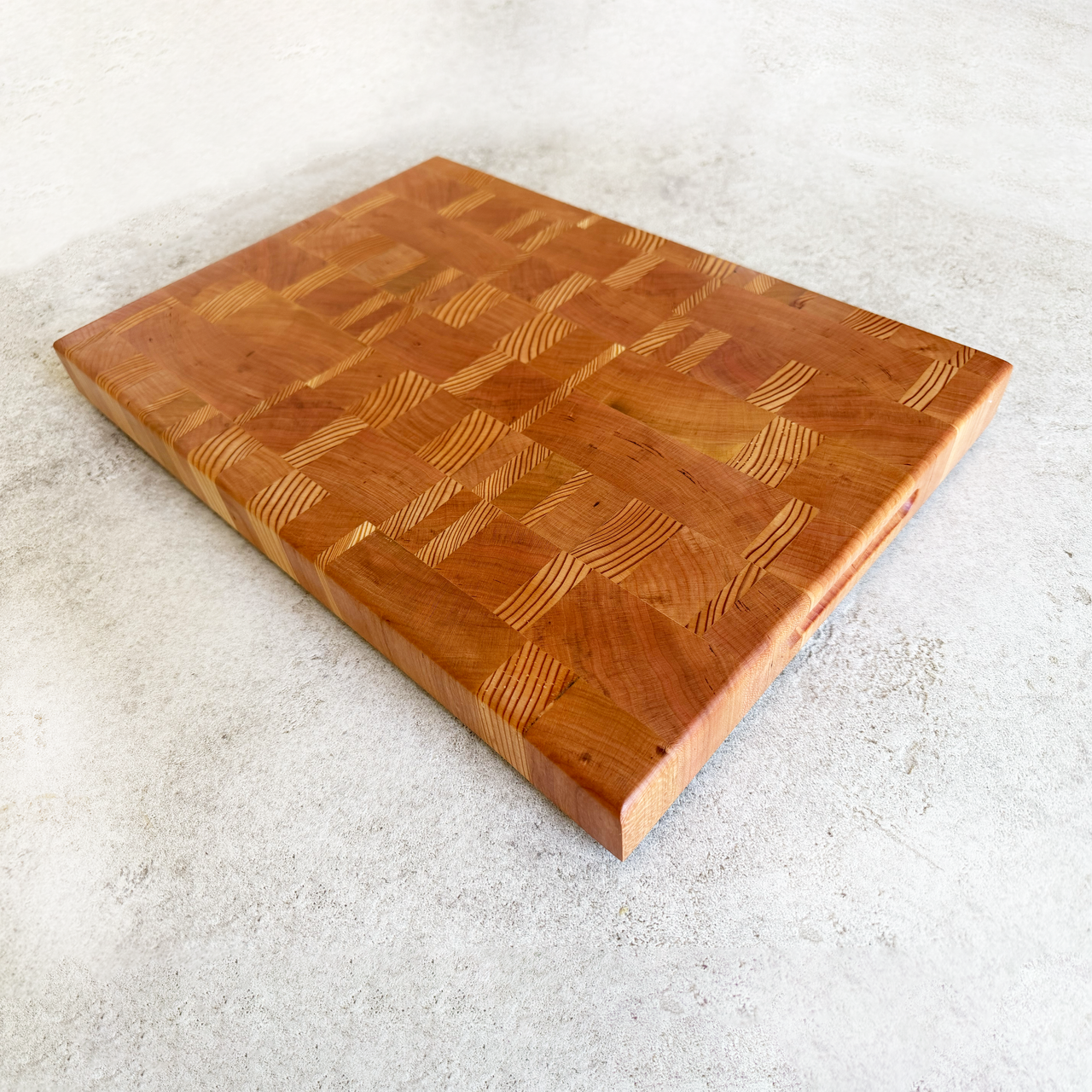 Cherry + Larch Wood End Grain Cutting Board
