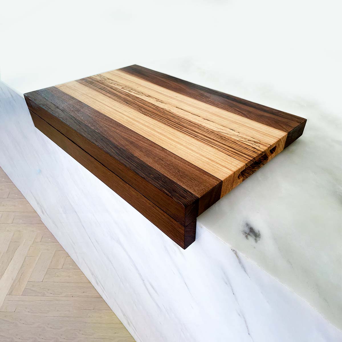 Walnut + Cypress + Wenge Edge Grain Over The Counter Cutting Board "The Lonsdale"