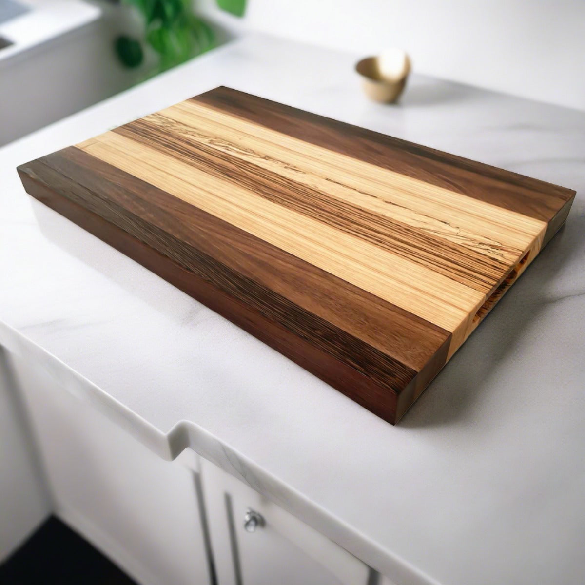 Walnut + Cypress + Wenge Edge Grain Over The Counter Cutting Board "The Lonsdale"
