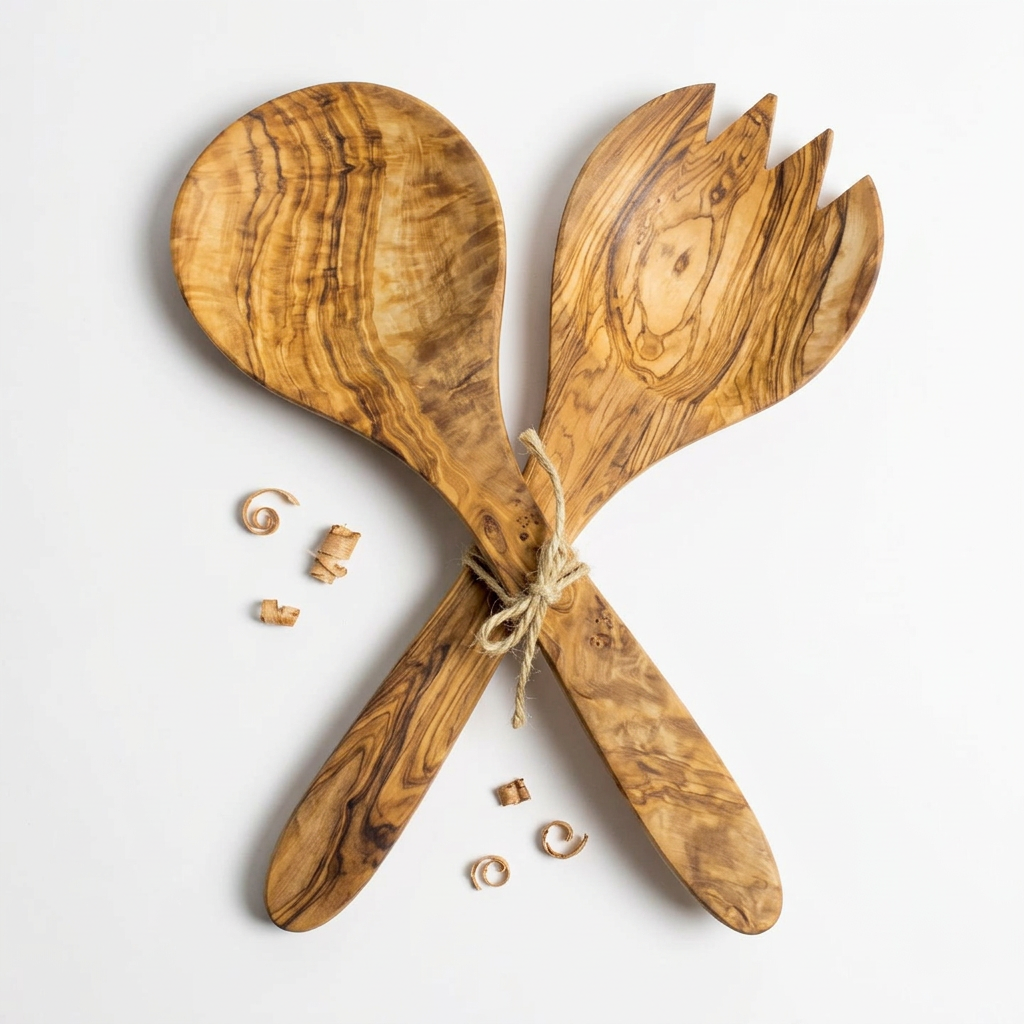 Olive Wood Salad Servers