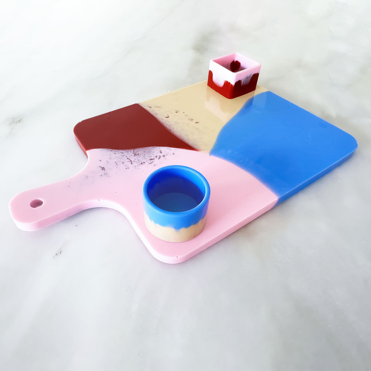 Pink + Blue Resin Charcuterie Board