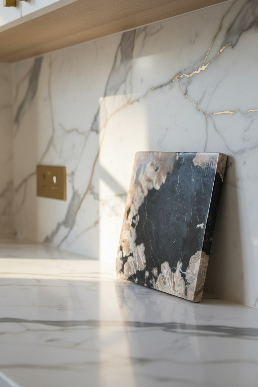 Square Petrified Wood Charcuterie Board-12"
