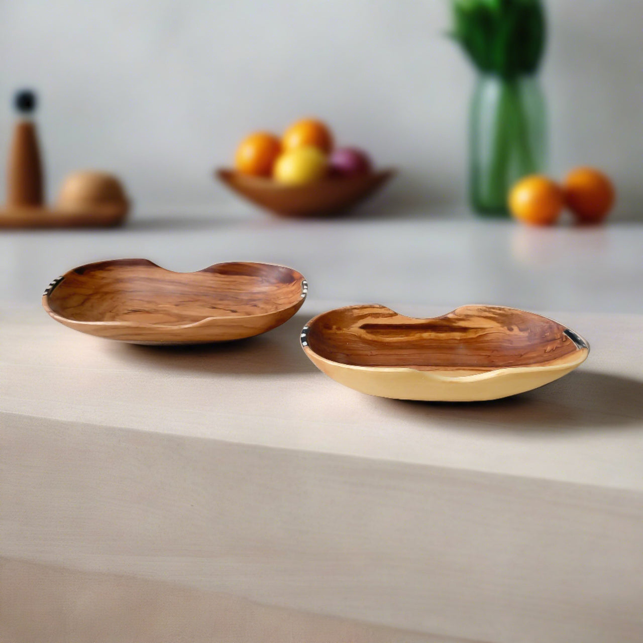 Set Of Two Olive Wood Bowls