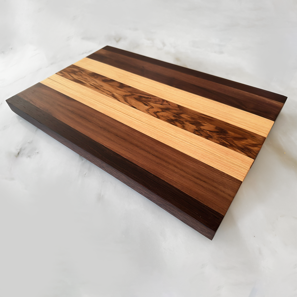 Walnut + Cypress + Wenge Edge Grain Cutting Board "The Lonsdale"