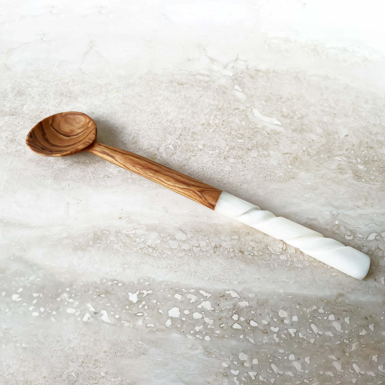 White Twist Batik Olive Wood Spoon