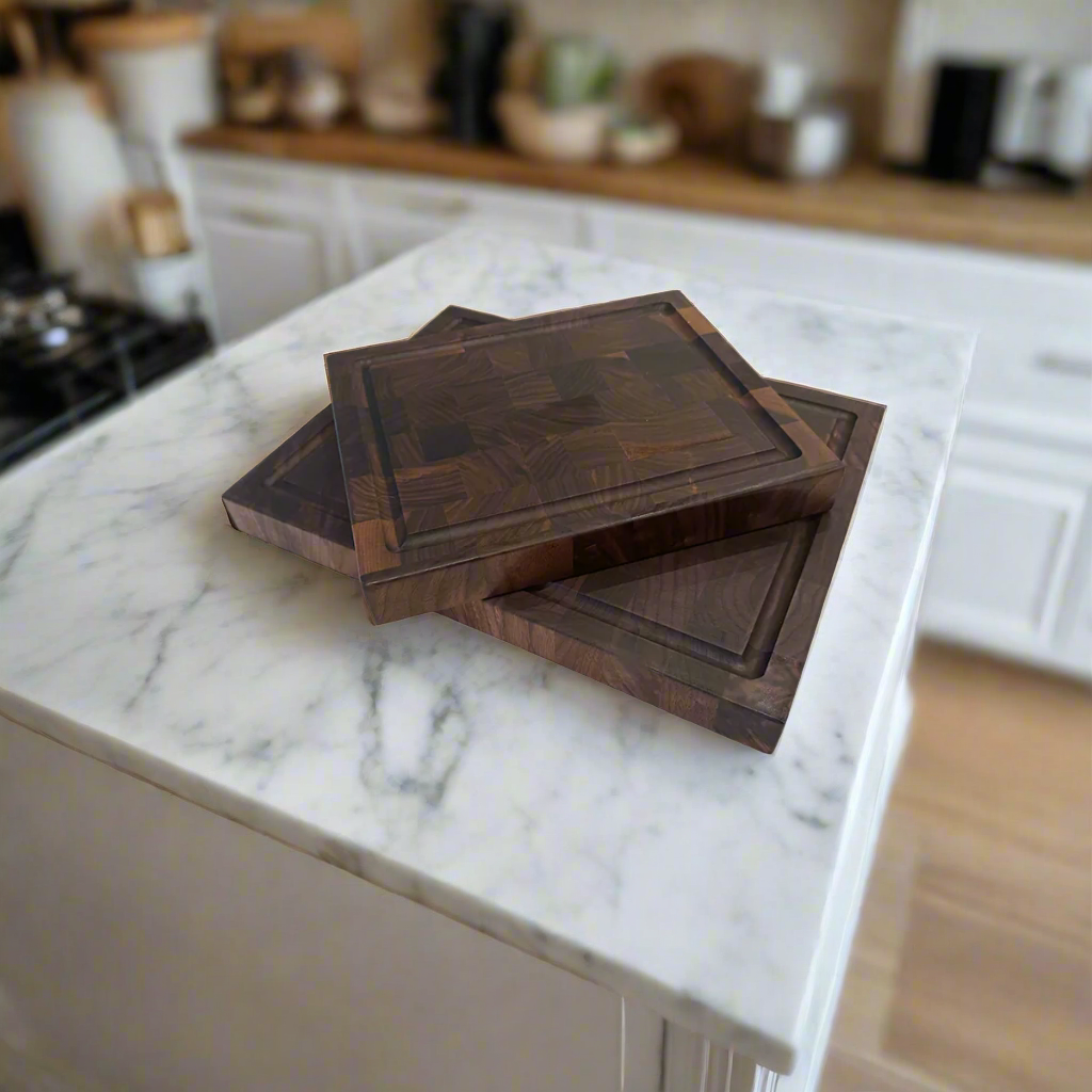 Set Of Two Walnut End Grain Cutting Boards "The Beaumont"
