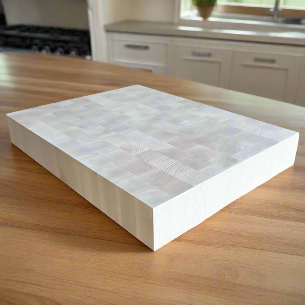 Bleached Maple End Grain Butcher Block "The Hazelton 3"H"