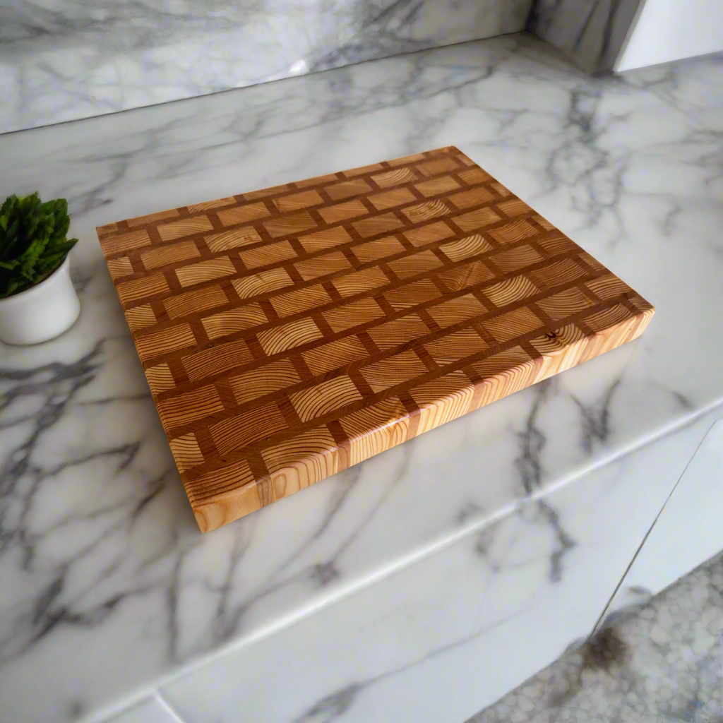 Larch Wood + Cherry End Grain Brick Cutting Board