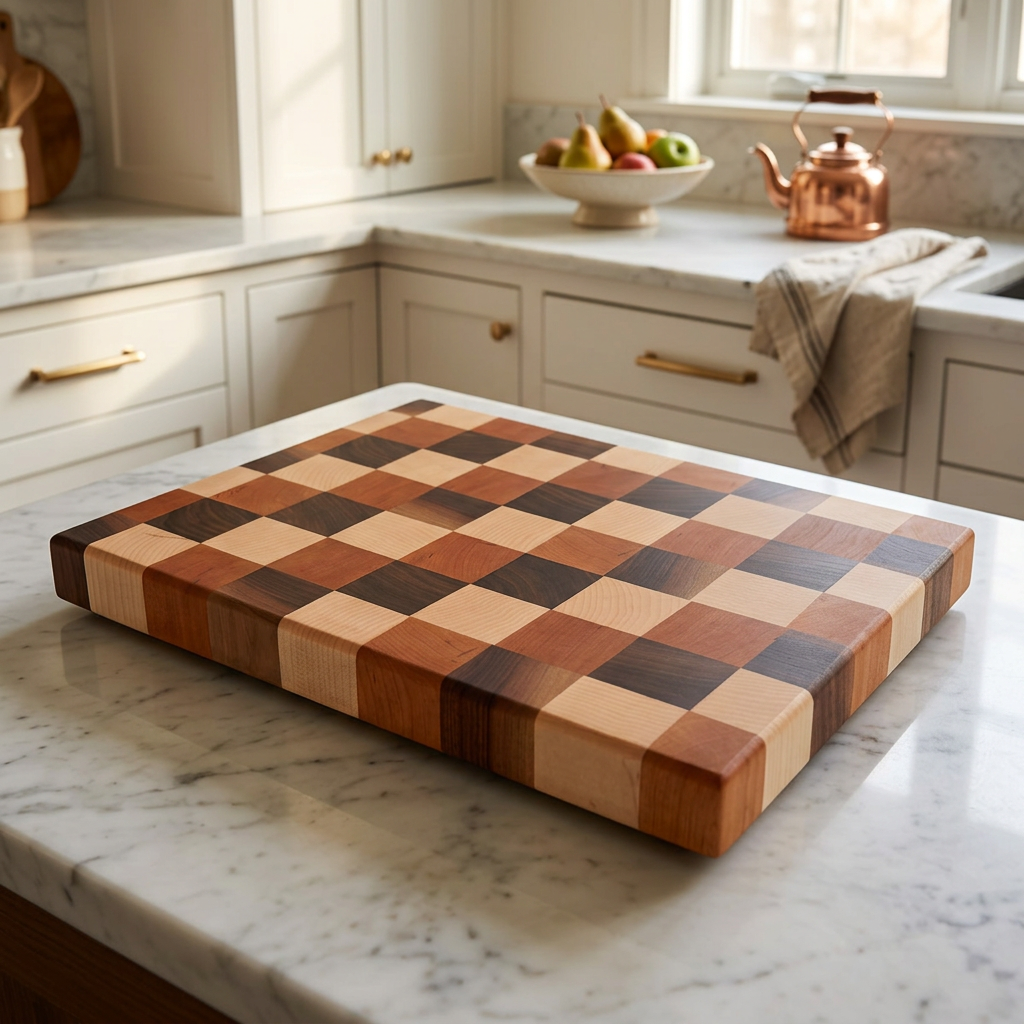 Walnut + Maple + Cherry Checkerboard End Grain Cutting Board