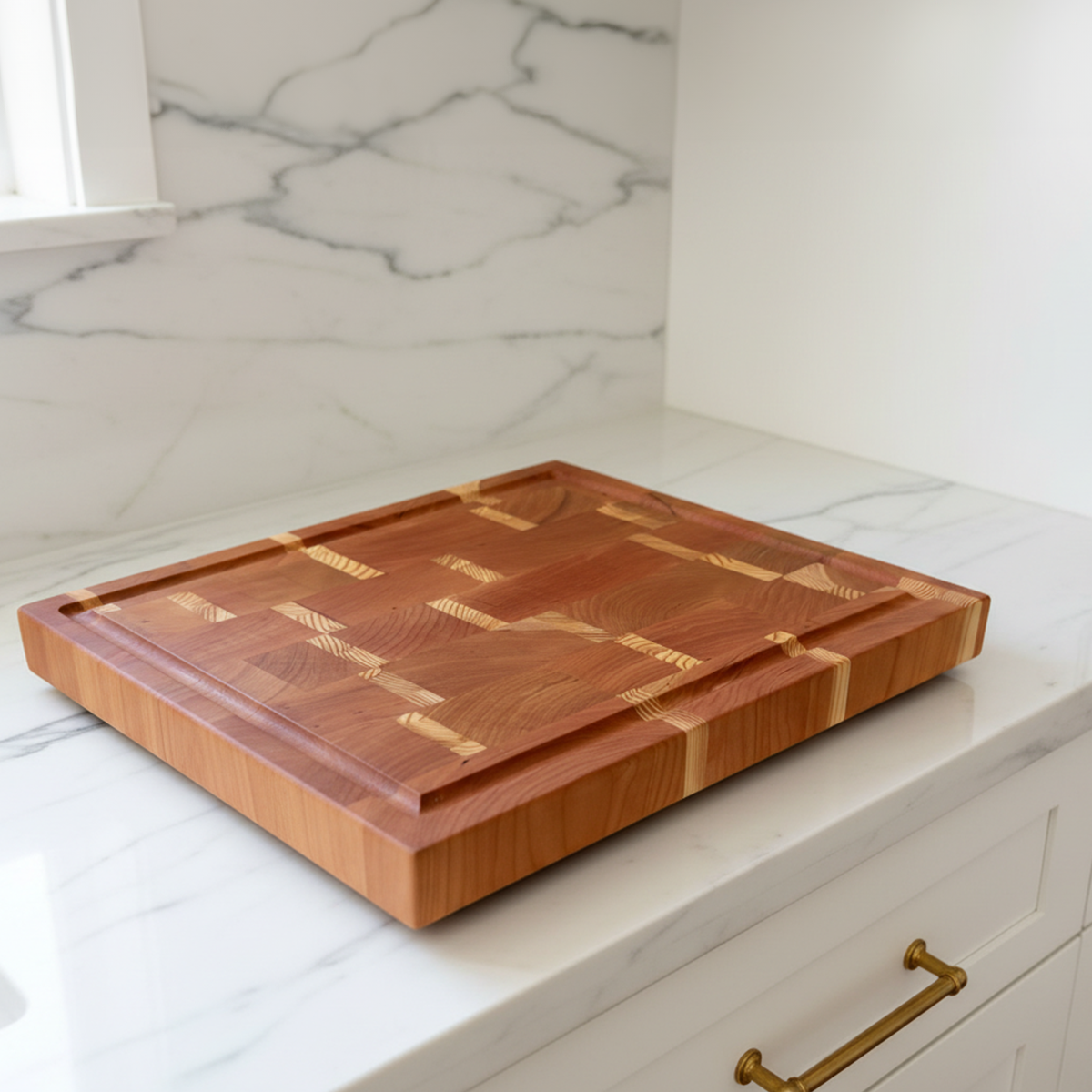 Cherry + Larch Wood End Grain Cutting Board "The Harper"