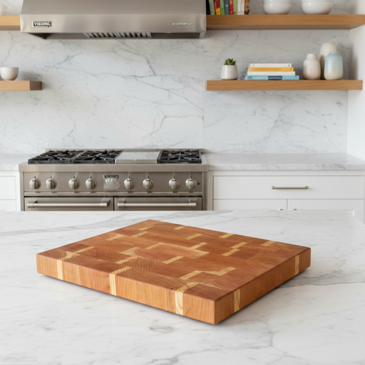 Cherry + Larch Wood End Grain Cutting Board "The Harper"