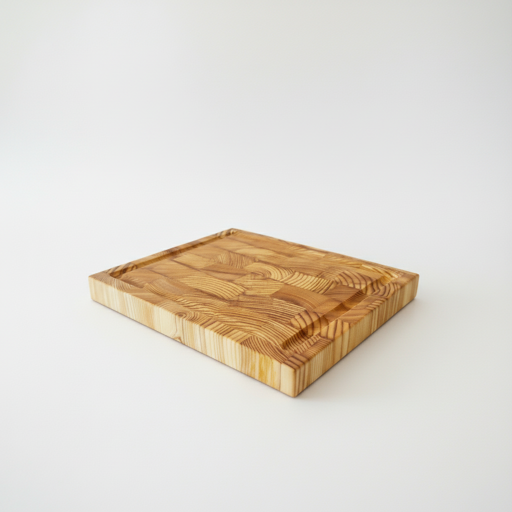 Larch Wood End Grain Chaos Cutting Board 12"