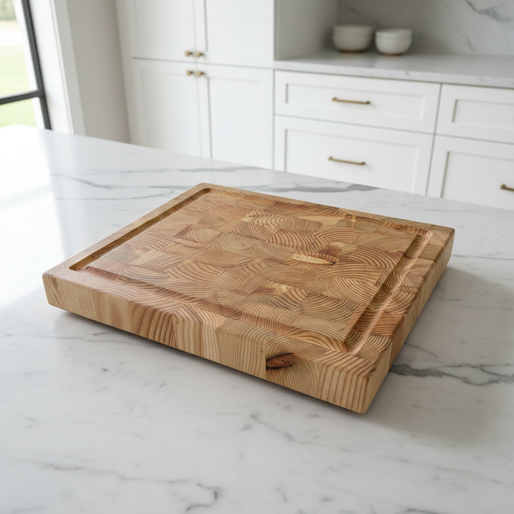 Larch Wood End Grain Chaos Cutting Board - "The Broadview"