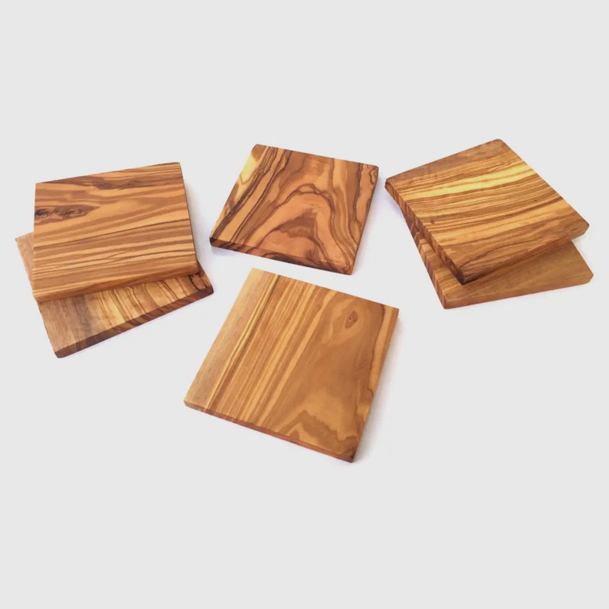 Set Of Four Olive Wood Coasters