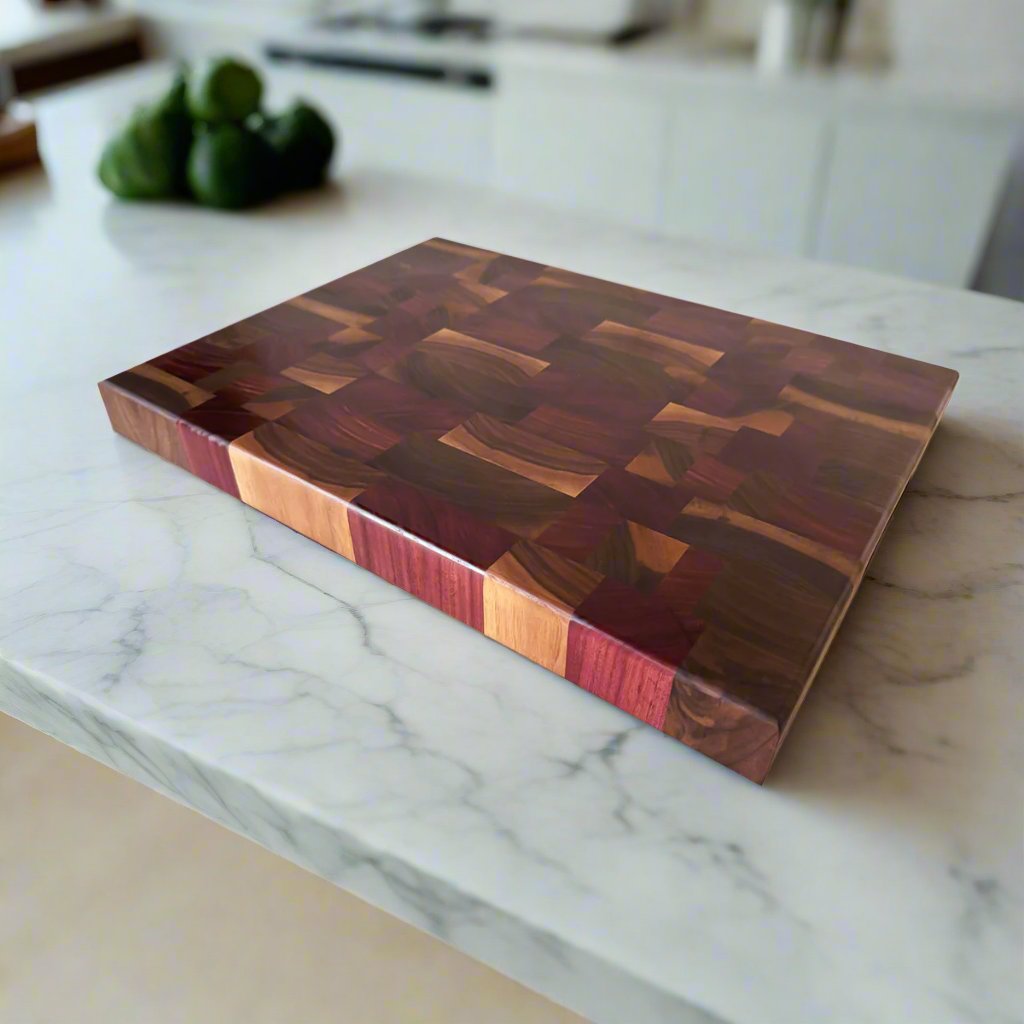 Walnut + Purpleheart End Grain Cutting Board "The Merton"