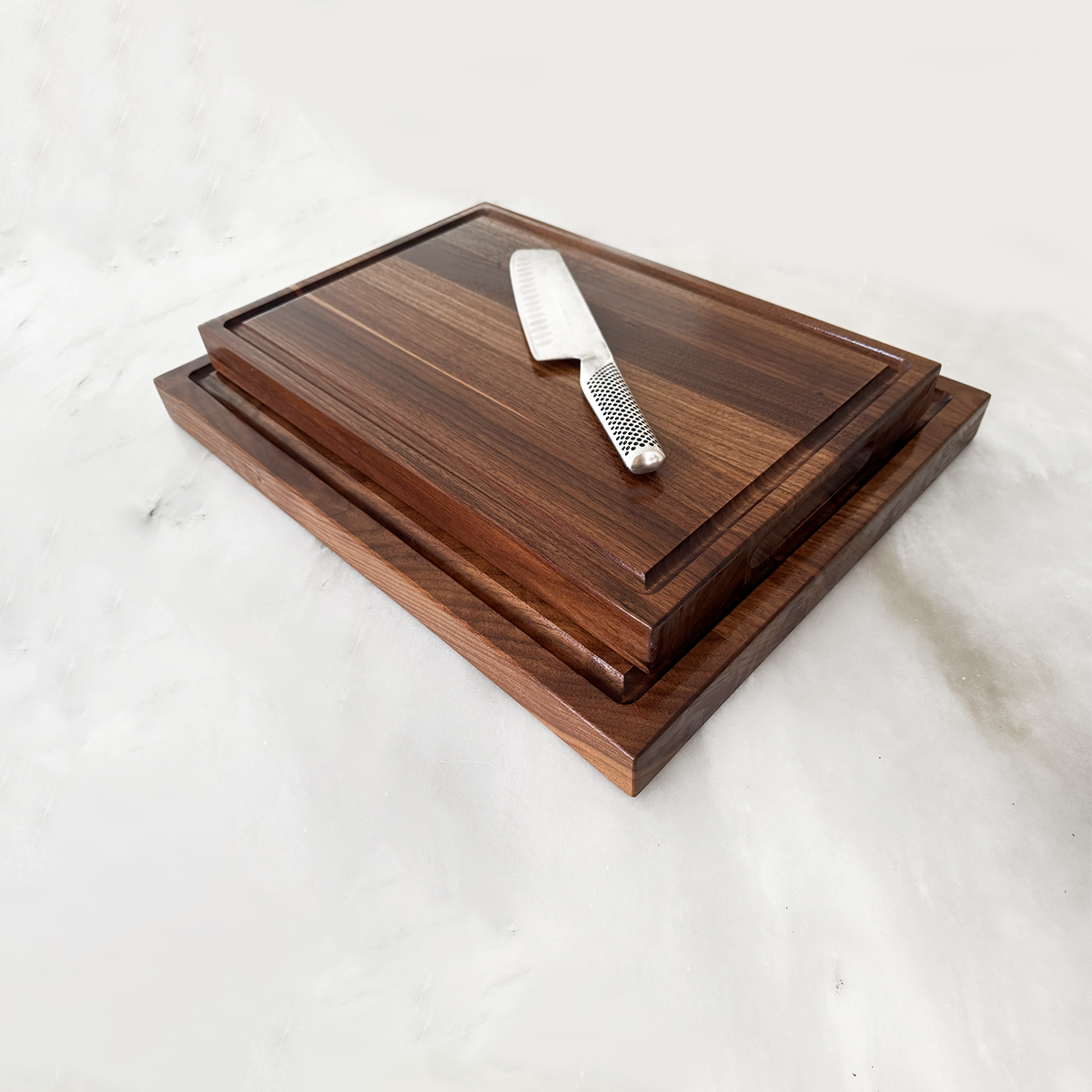 Set of Two Walnut Edge Grain Cutting Boards "The Roxborough"