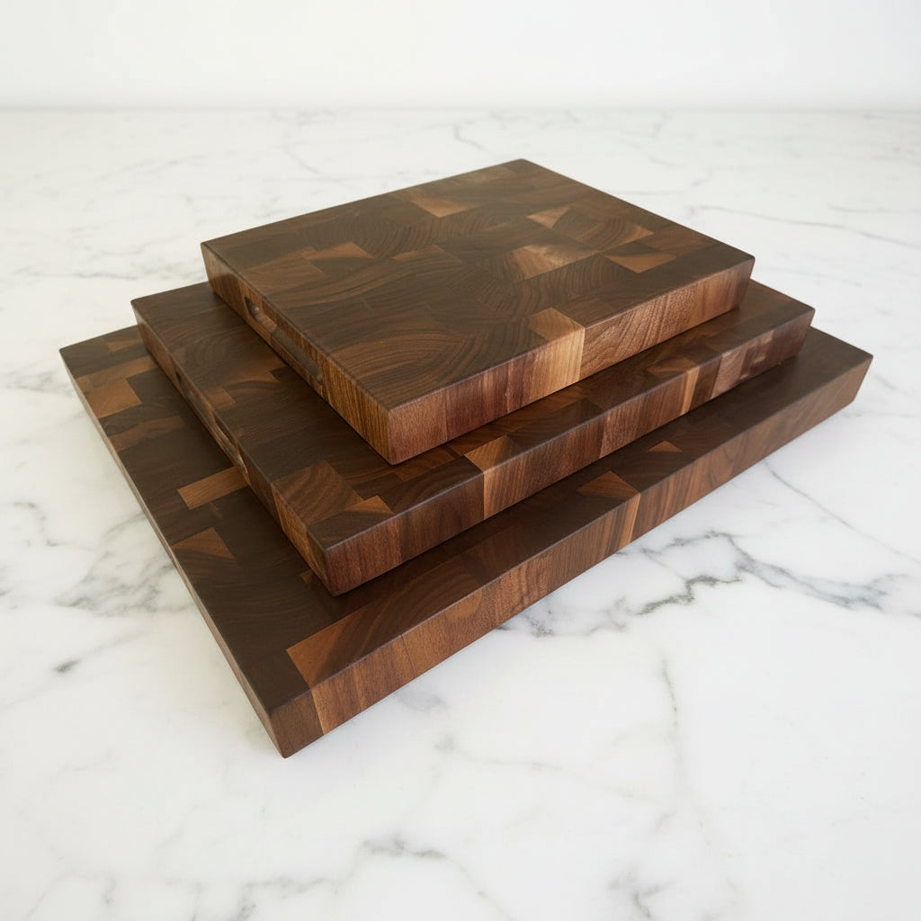 Set Of Three Walnut End Grain Cutting Boards "The Beaumont"