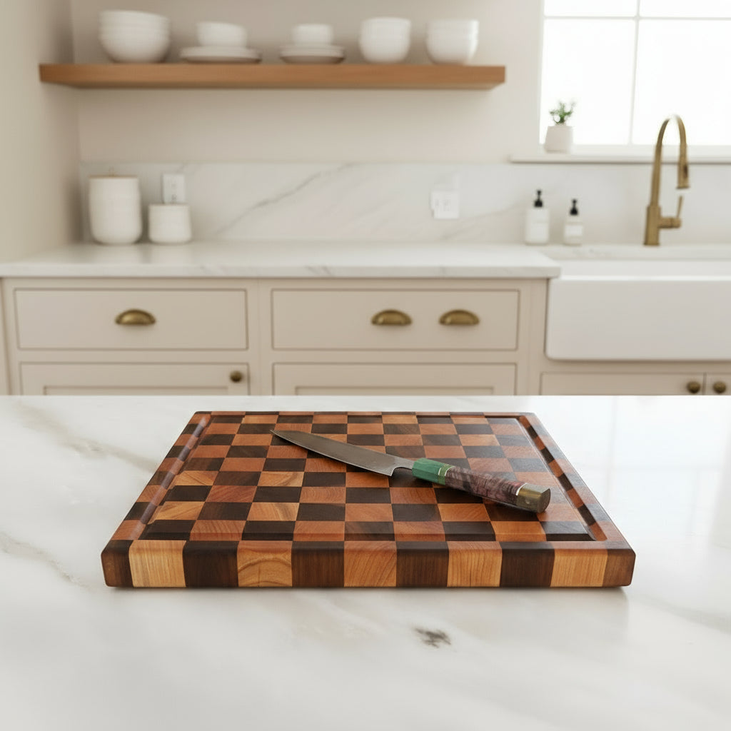 Walnut + Cherry End Grain Cutting Board "The Highland"