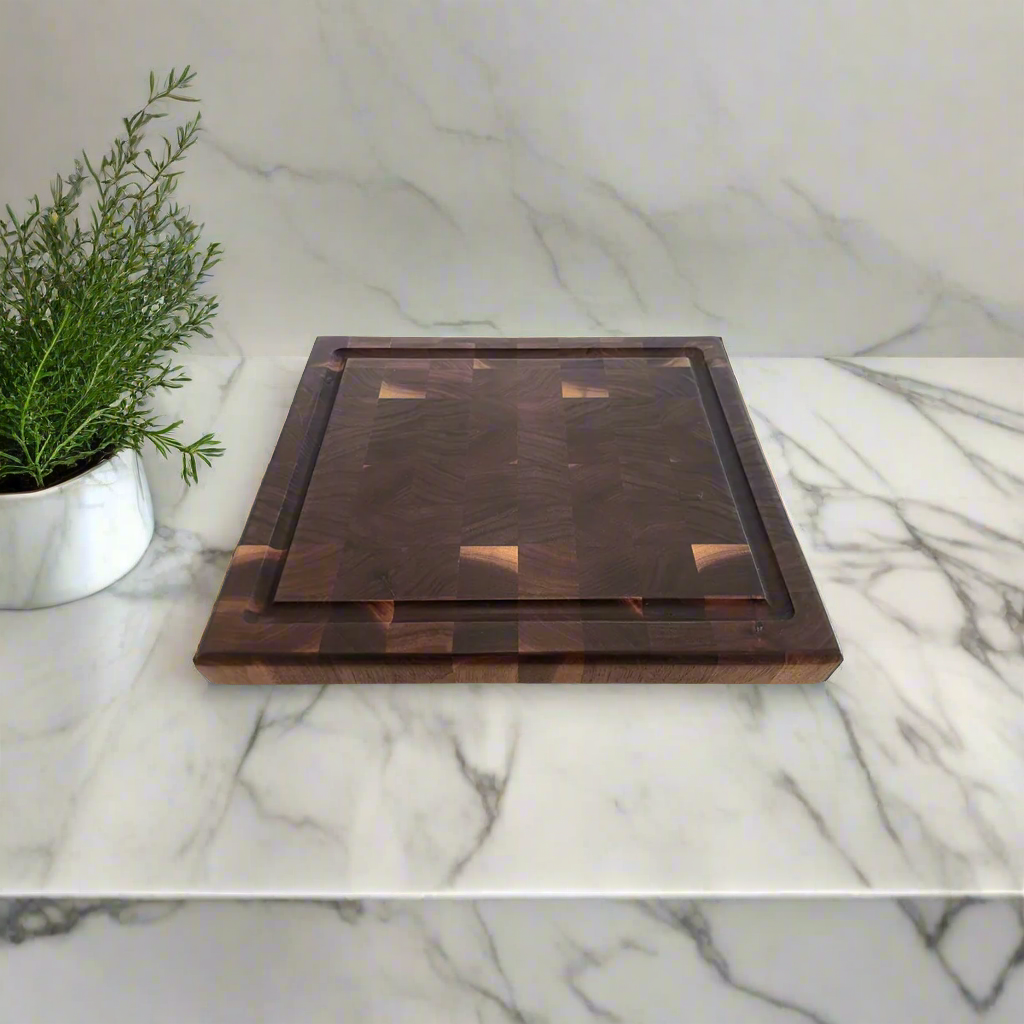 Walnut End Grain Cutting Board "The Beaumont" 12"L x 10"W x 1.5"H
