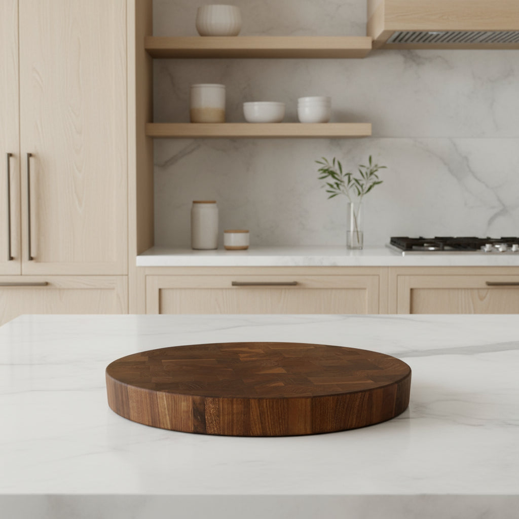 Round Walnut End Grain Cutting Board