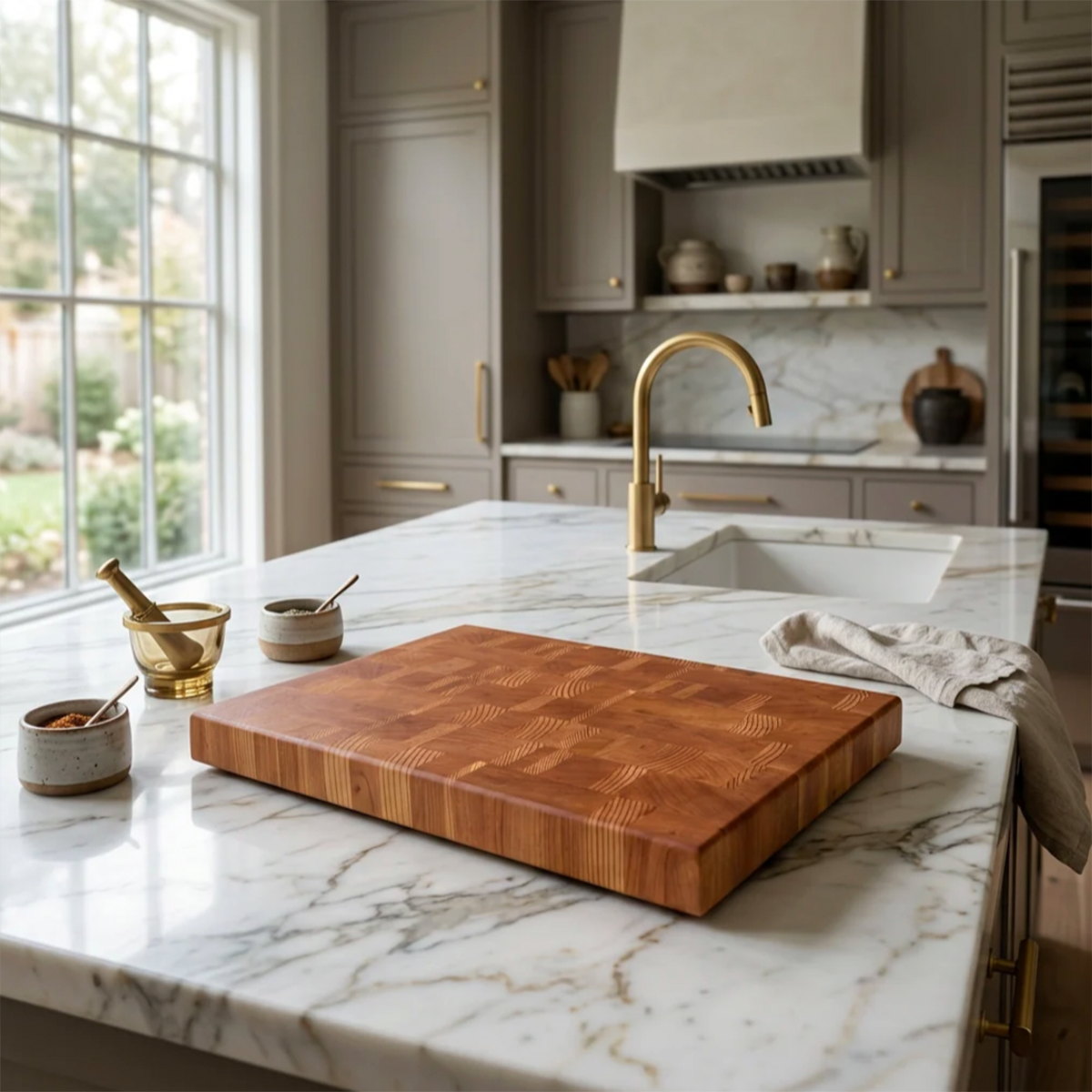 Cherry + Larch Wood End Grain Cutting Board "The Harper"