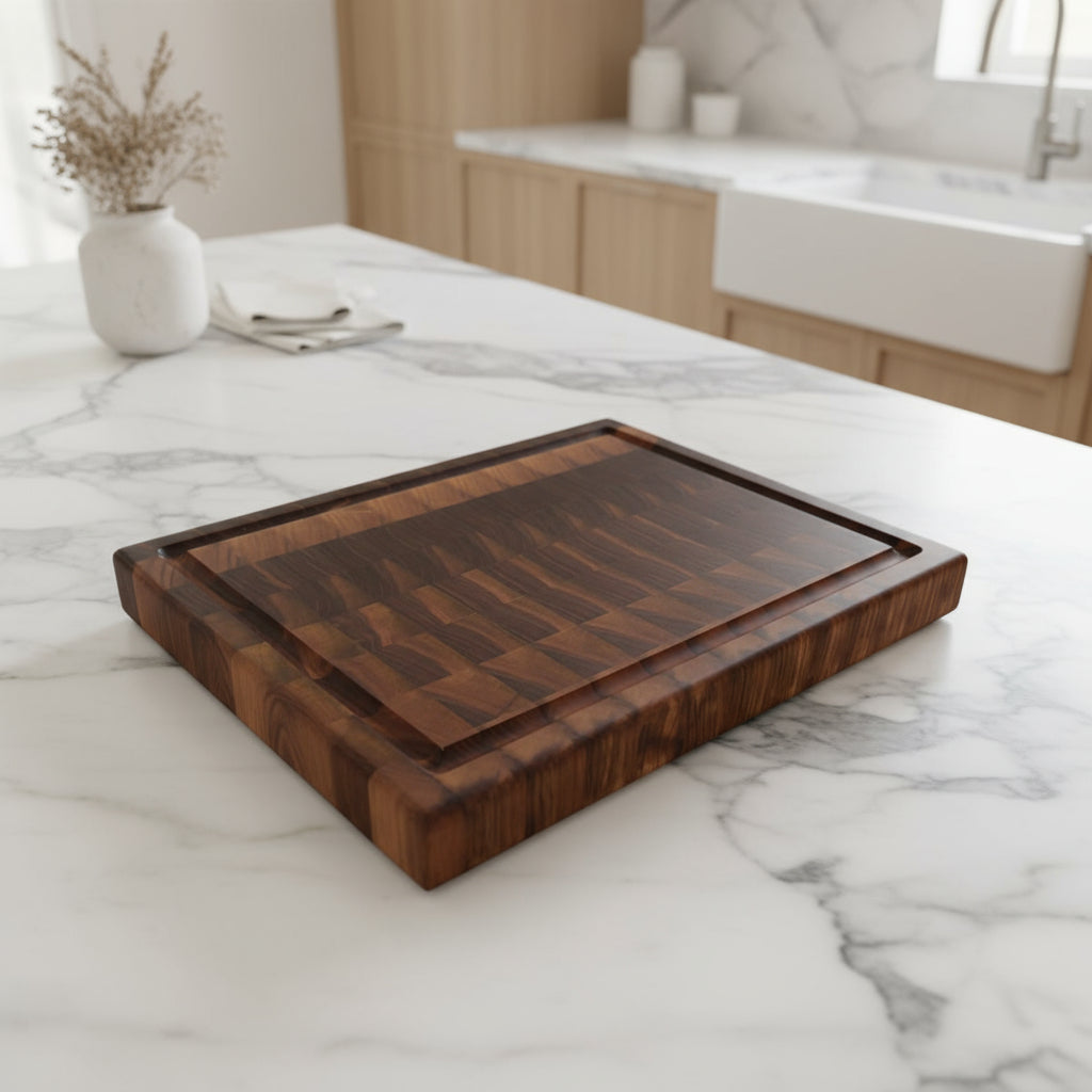 12"L x 10"W x 1.5"H | Walnut End Grain Cutting Board "The Hawthorne"
