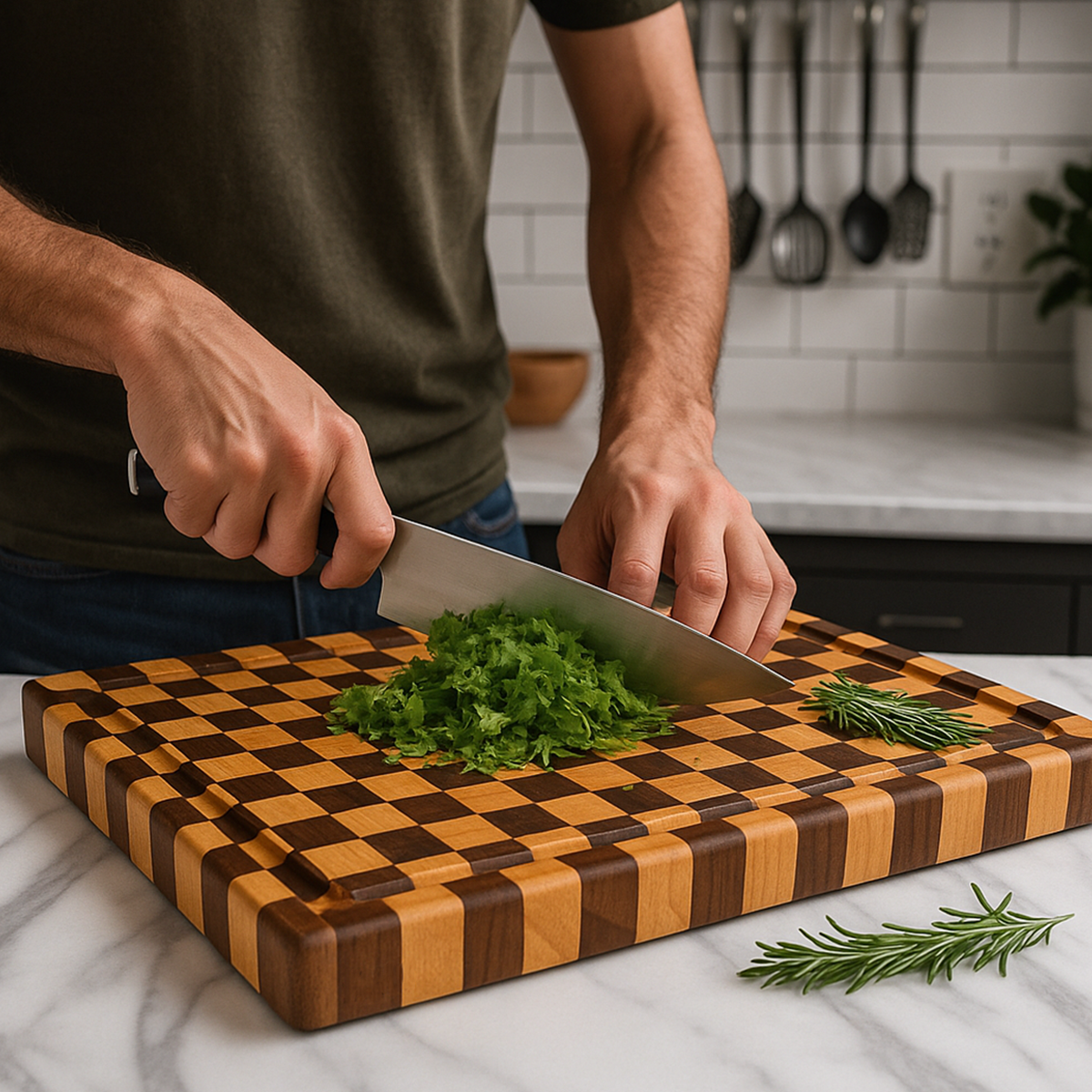 Walnut + Cherry End Grain Cutting Board "The Highland"