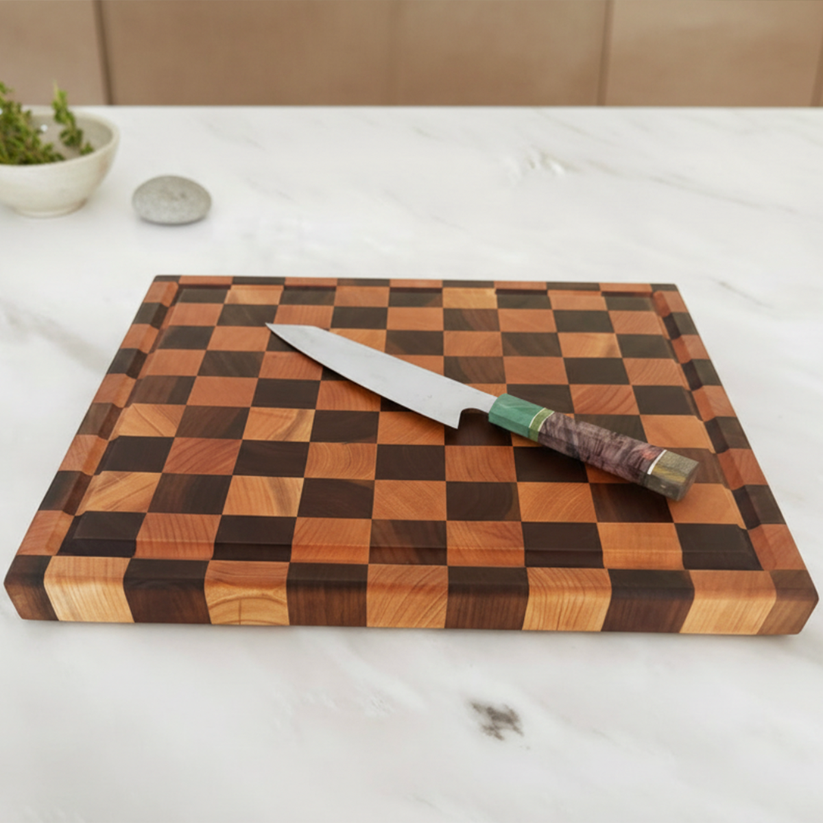Walnut + Cherry End Grain Cutting Board "The Highland XL"