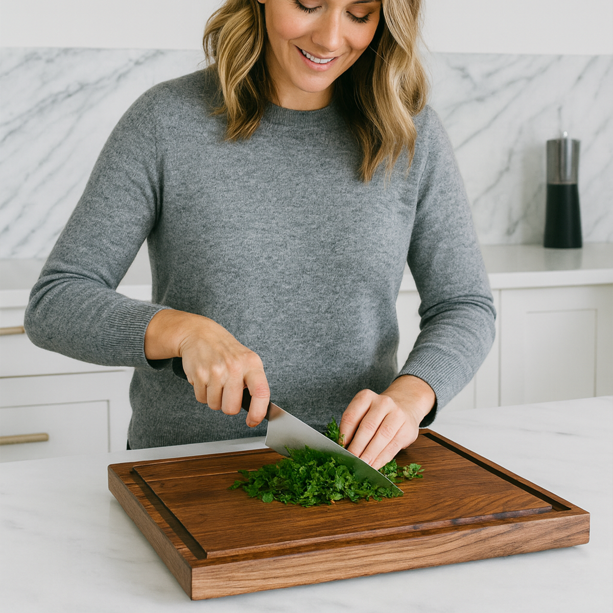 Walnut Edge Grain Butcher Block Cutting Board - "The Roxborough XL"
