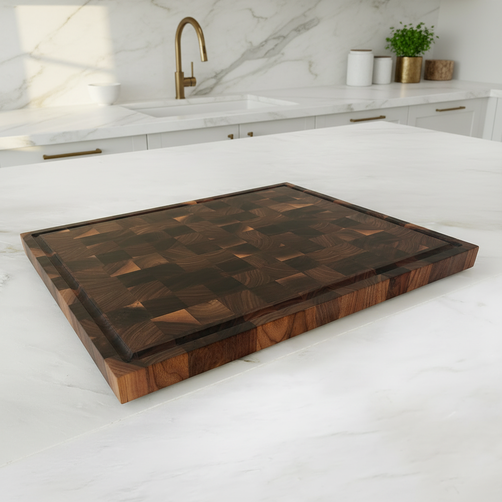 walnut end grain checkerboard cutting board