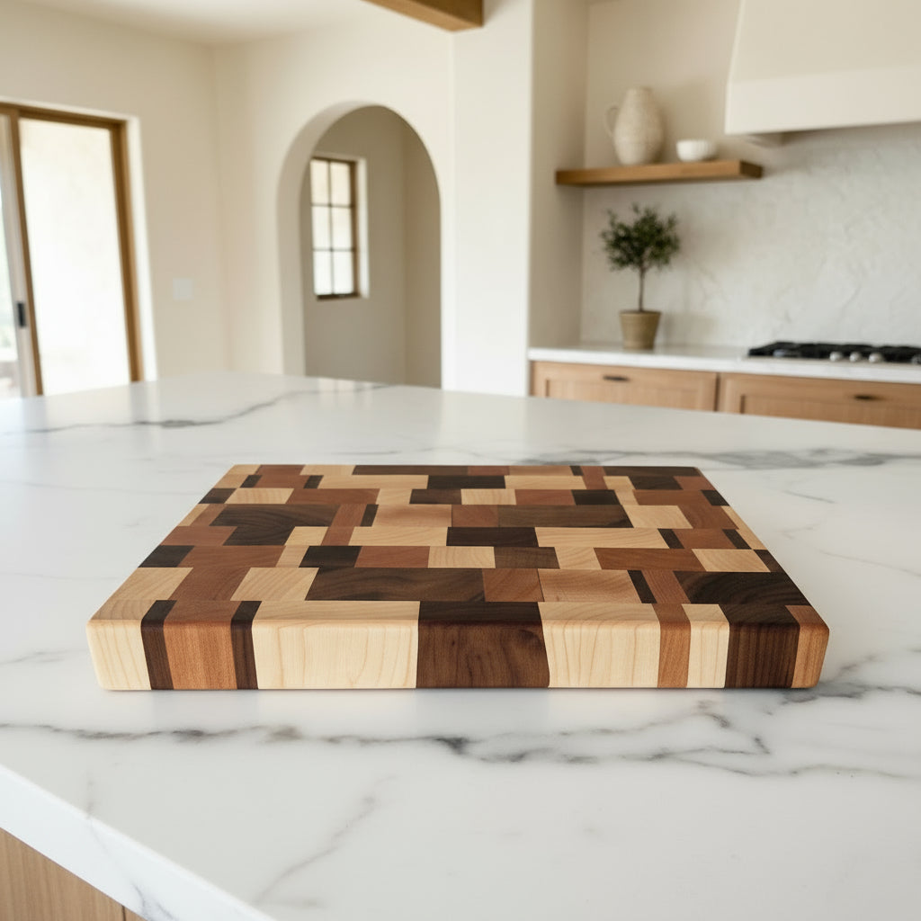 Walnut + Maple + Cherry Chaos Cutting Board "The Duplex"