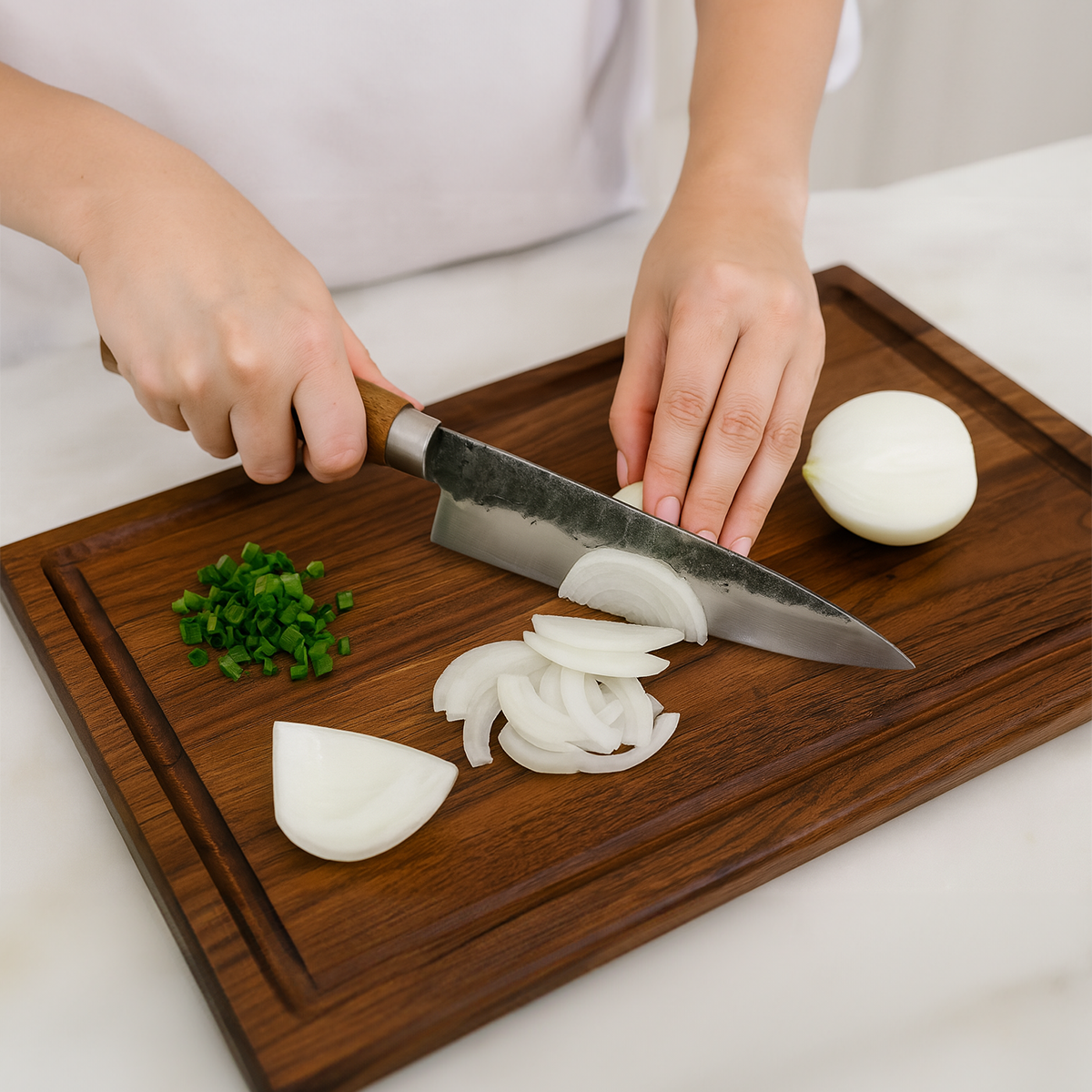 Chefs Knife With Olive Wood Handle