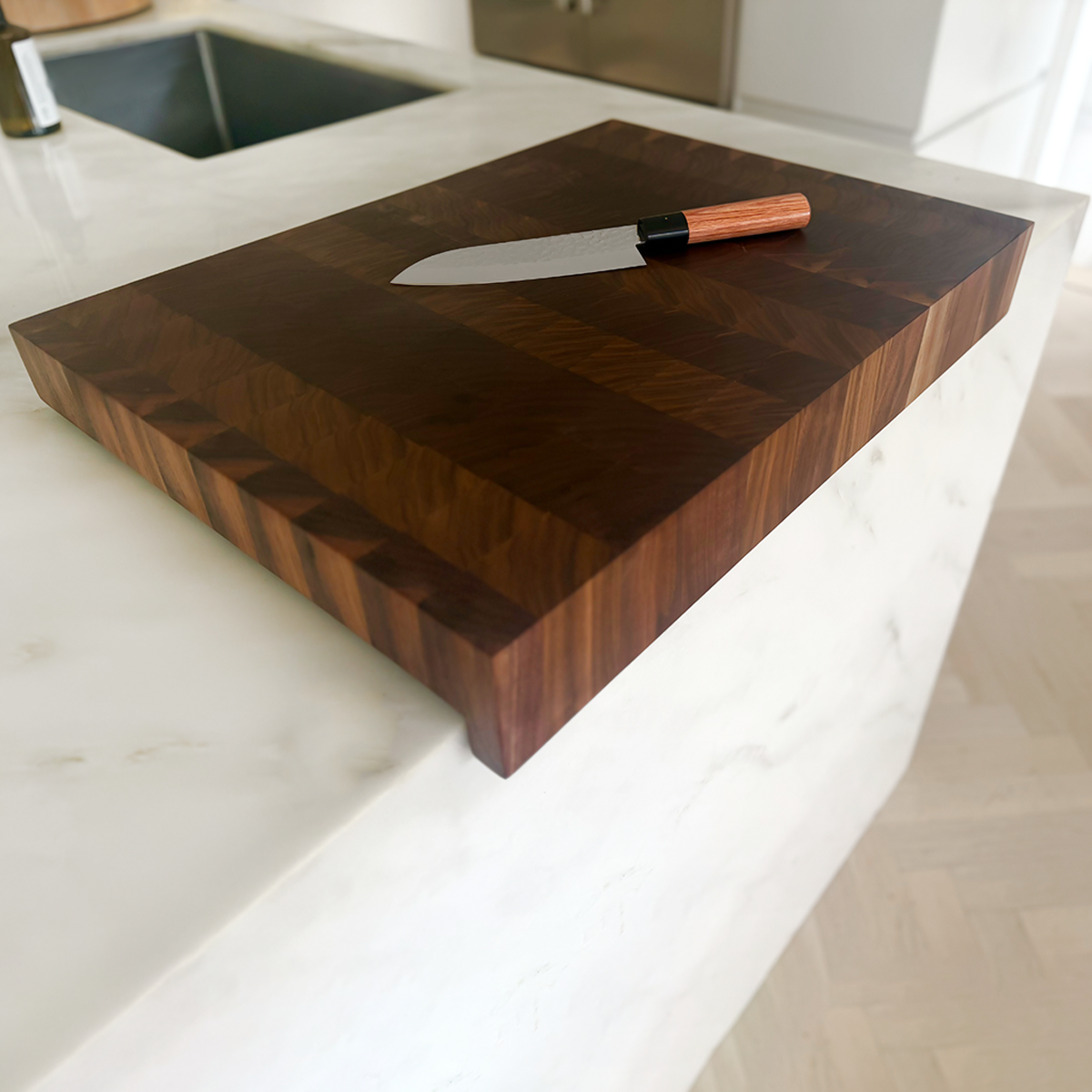 Walnut End Grain Over The Counter Cutting Board "The Hawthorne"