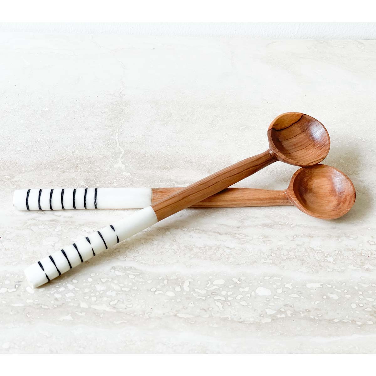White Batik Olive Wood Spoon