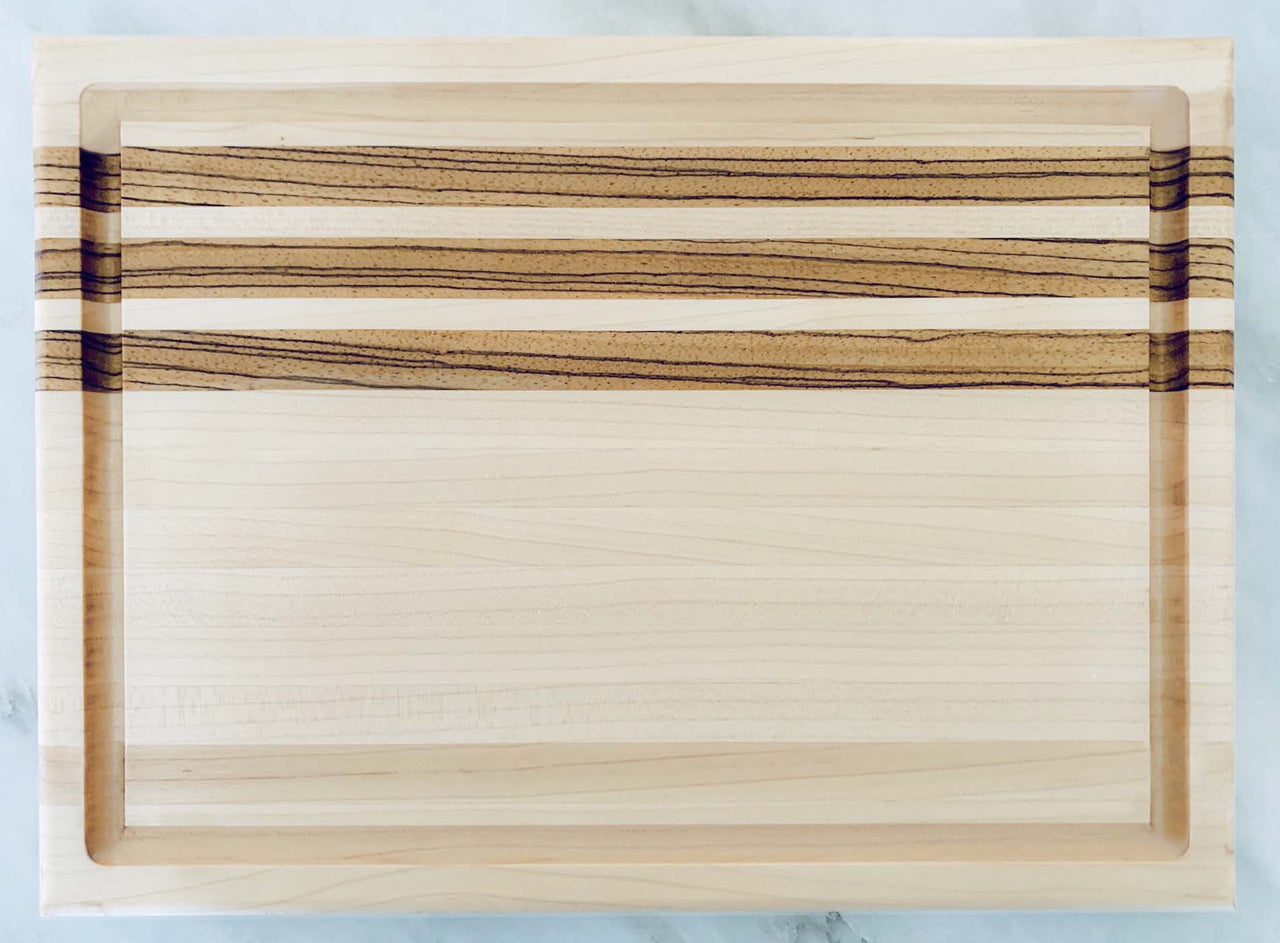 Maple + Leopardwood Edge Grain Cutting Board "The Millwood"